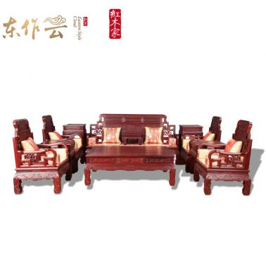 缅甸花梨六合同春沙发十件套