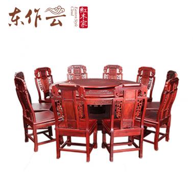东南亚红酸枝11件套象头圆桌07932103