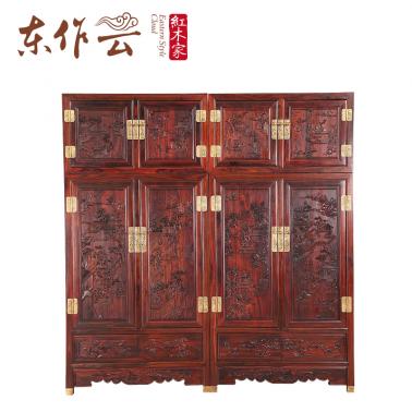 阔叶黄檀山水顶箱柜二件套