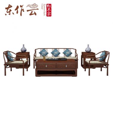 新中式非洲花梨明韵东成沙发六件套