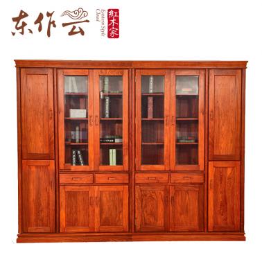 非花（刺猬紫檀）明品四组合书柜二件套