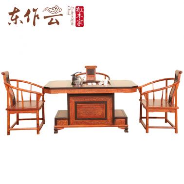 非洲花梨（刺猬紫檀+黑檀）八角茶桌六件套