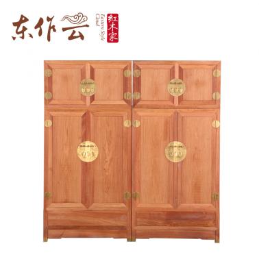 缅甸花梨明韵素面顶箱柜二件套