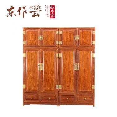 开兴非洲花梨光面顶箱柜二件套